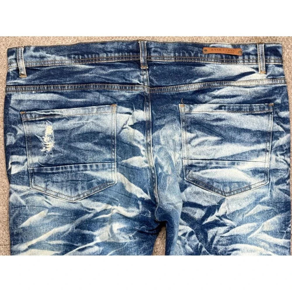 Evolution In Design Men's Distressed Slim Fit‎ 5 Pocket Denim Jeans Size 38x34